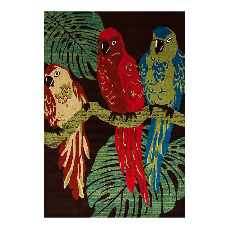 Art Carpet St. Croix Parrots Indoor Outdoor Rug, Multicolor, 8Ft Rnd