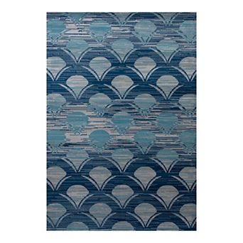 Art Carpet Oceanside Waves Blue Gray Indoor Outdoor Rug