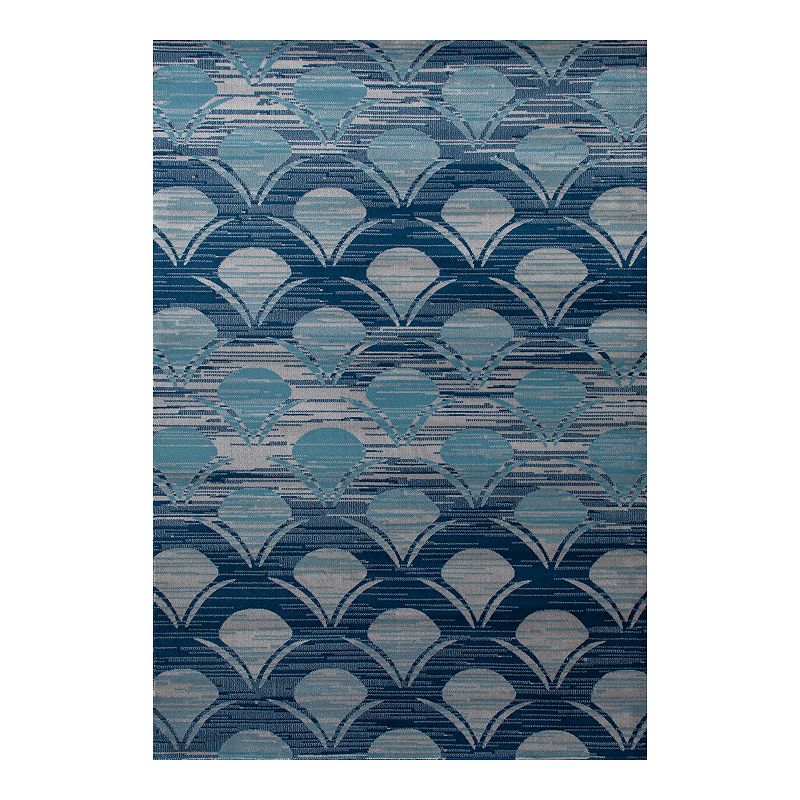 Art Carpet Oceanside Waves Blue Gray Indoor Outdoor Rug, 8X10 Ft