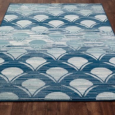 Art Carpet Oceanside Waves Blue Gray Indoor Outdoor Rug