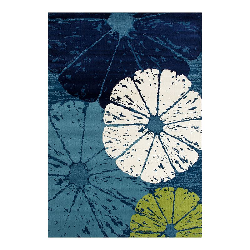 Art Carpet Oceanside Citrus Slice Blue Indoor Outdoor Rug, Multicolor, 2X8 