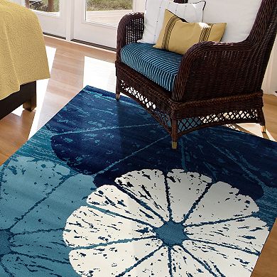 Art Carpet Oceanside Citrus Slice Blue Indoor Outdoor Rug