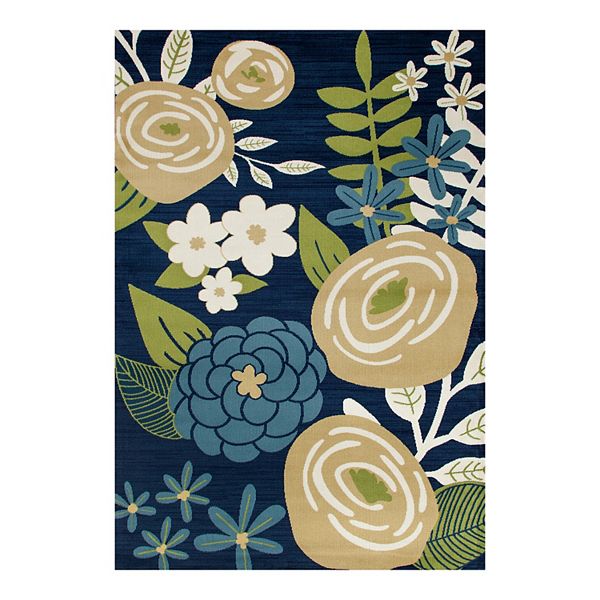 Art Carpet Oceanside Seaside Bouquet Blue Indoor Outdoor Rug