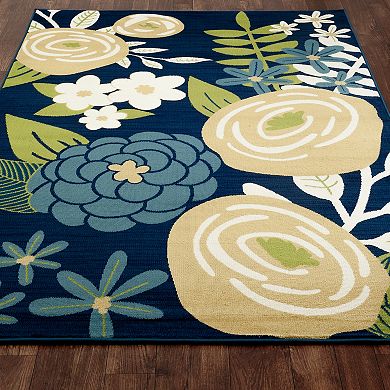 Art Carpet Oceanside Seaside Bouquet Blue Indoor Outdoor Rug