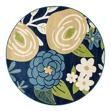 Art Carpet Oceanside Seaside Bouquet Blue Indoor Outdoor Rug