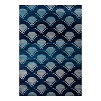 Art Carpet Oceanside Waves Navy Indoor Outdoor Rug