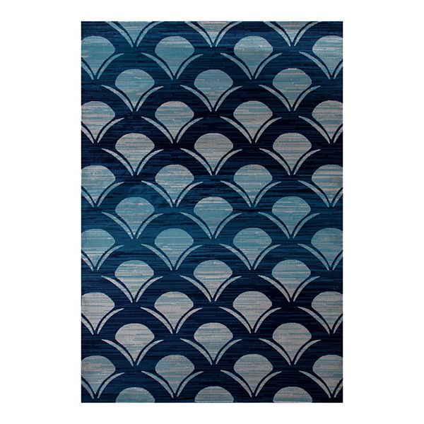 Art Carpet Oceanside Waves Navy Indoor Outdoor Rug