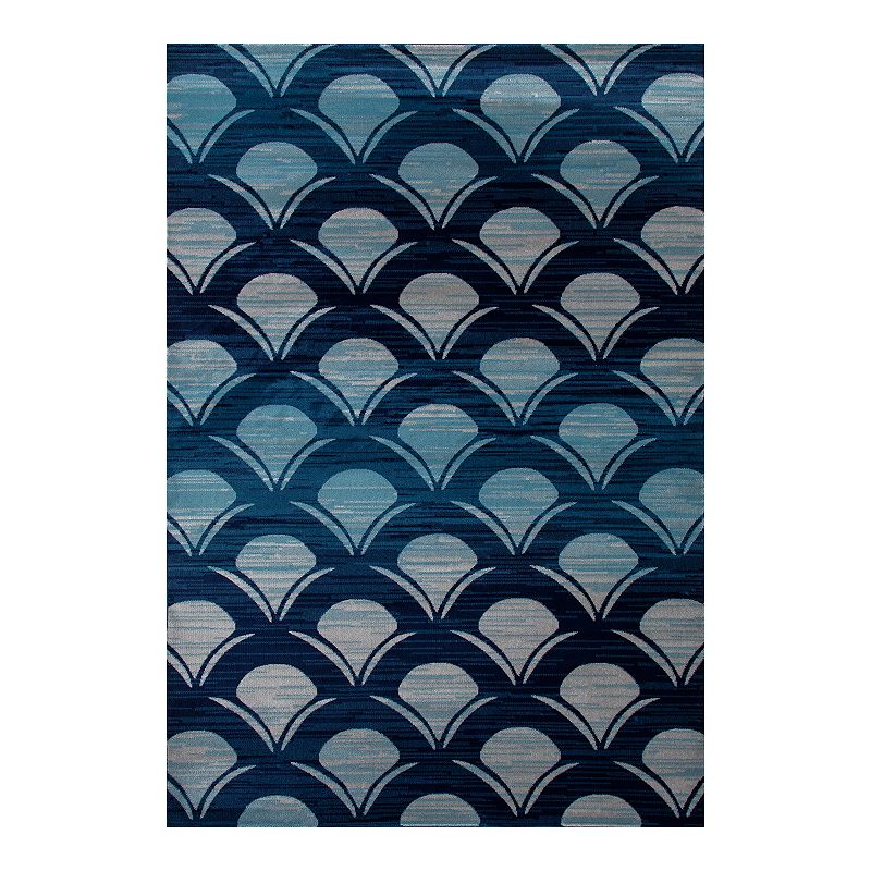 Art Carpet Oceanside Waves Navy Indoor Outdoor Rug, Blue, 8X10 Ft