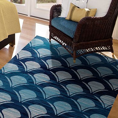 Art Carpet Oceanside Waves Navy Indoor Outdoor Rug