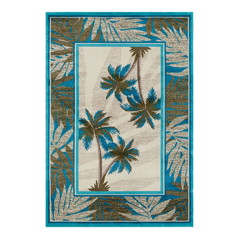 Art Carpet Bahama Frond Indoor Outdoor Rug, Multicolor, 8Ft Rnd