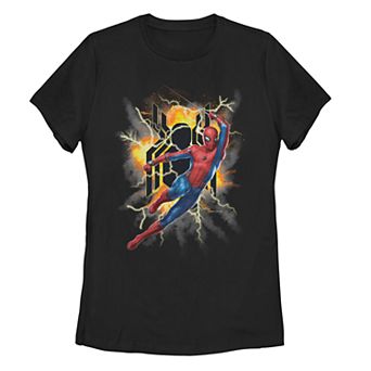 Juniors' Marvel Spider-Man Logo Explosion Poster Tee Shirt