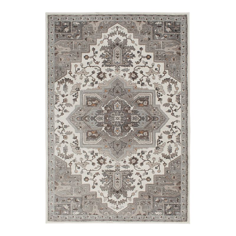 Loomaknoti Tansey Floral Medallion Area Rug, White, 5X7.5 Ft