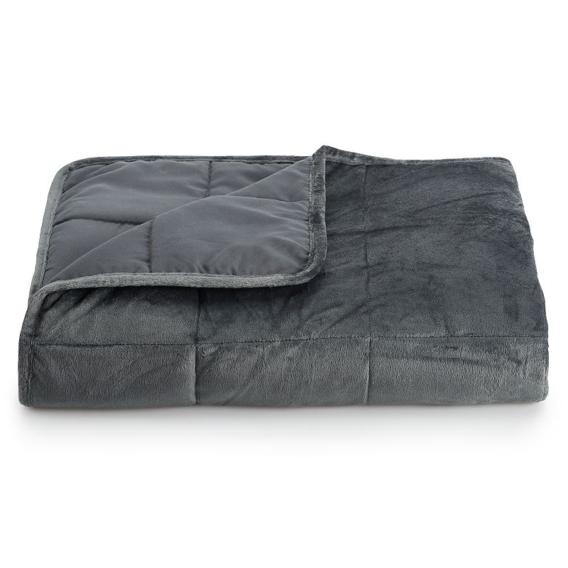 Altavida 12-lb. Faux Mink to Microfiber Weighted Blanket, Med Grey, 12 LBS