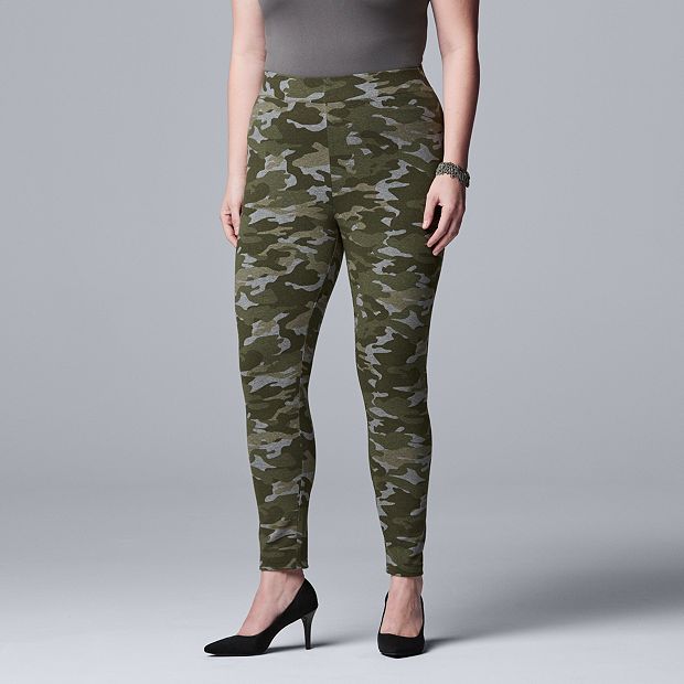 Plus Size Simply Vera Vera Wang Midrise Camo Leggings