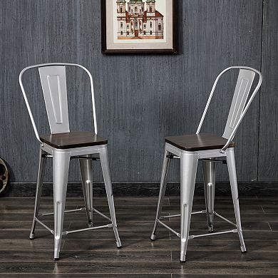 Ash 24 In. Wood Seat Stool 2-Piece
