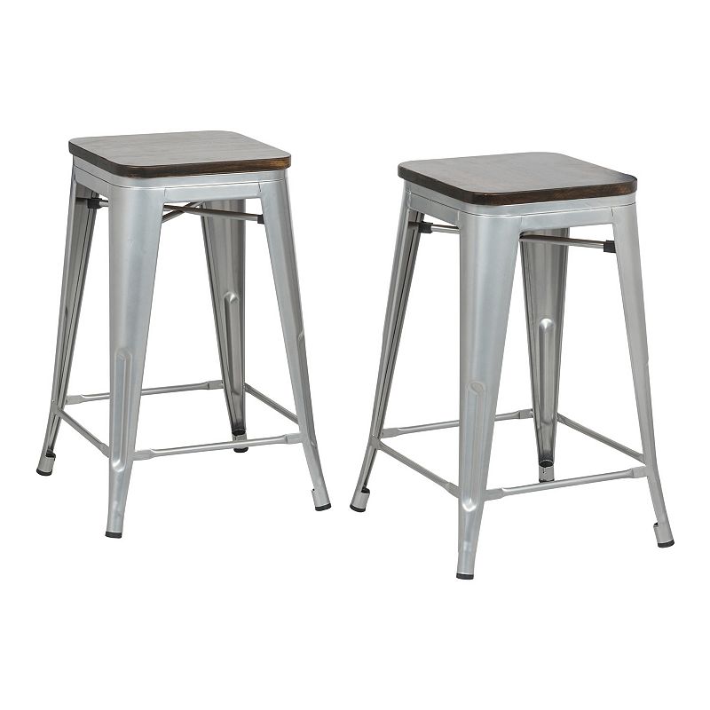 43012932 Cormac 24 In. Square Seat Stool 2-Piece, Silver sku 43012932
