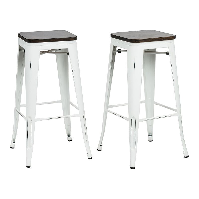 Cormac 30 In. Square Seat Stool 2-Piece, White