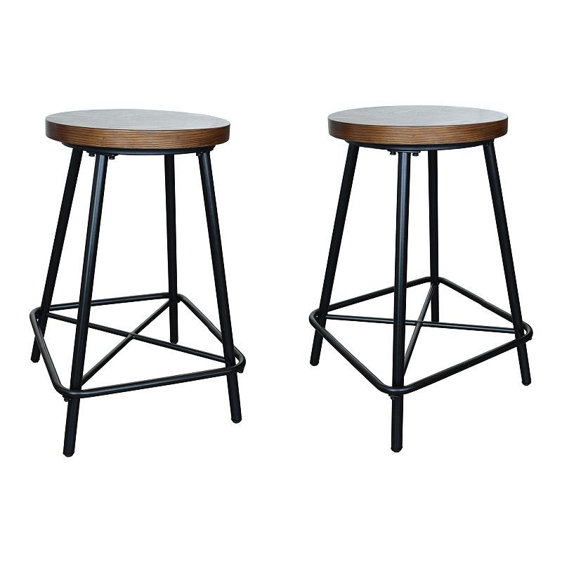 Illona 24 In. Stool Set of 2, Brown