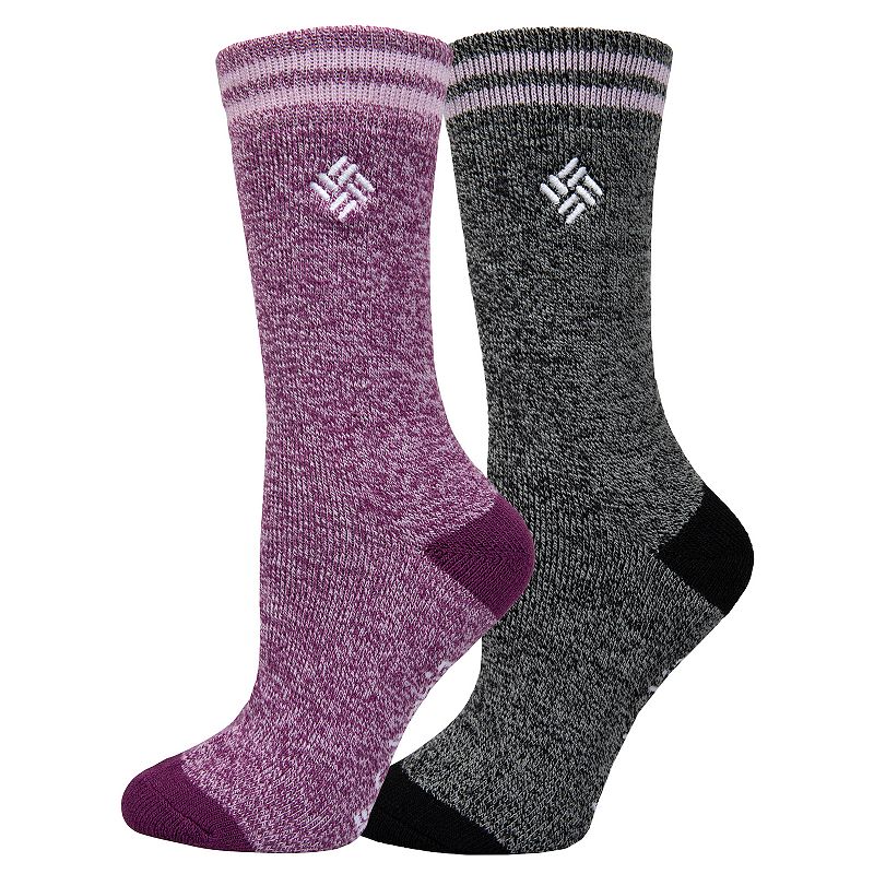 Womens Columbia 2 Pack Midweight Thermal Socks, Size: 9-11, Purple