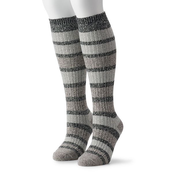 Women's Basic Cotton Striped Knee Highs - 2 Pair Pack