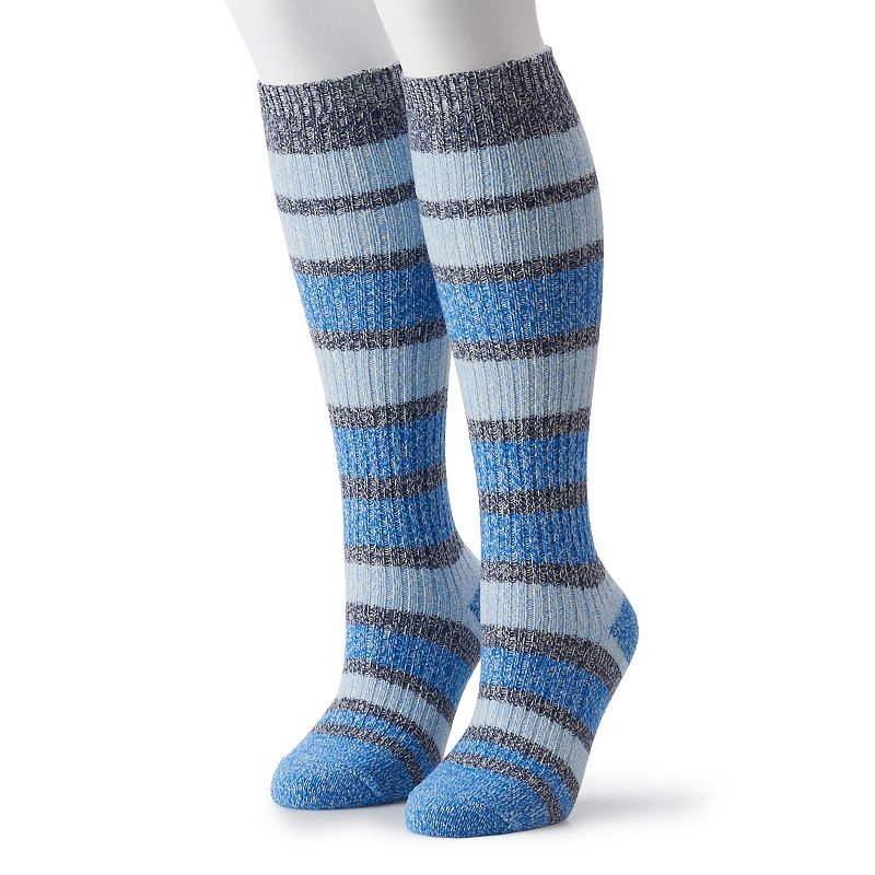 Womens Columbia 2 Pack Striped Knee High Socks, Size: 9-11, Blue