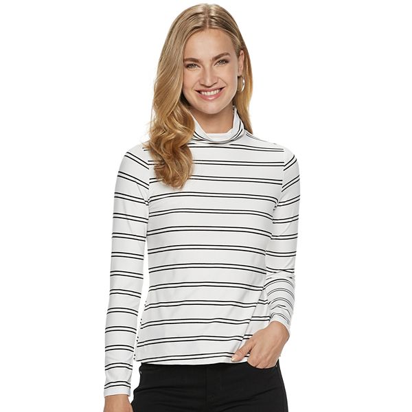 Dropship Cotton Black White Long Sleeve T-shirt Women Letters Printed Tight  Turtleneck to Sell Online at a Lower Price