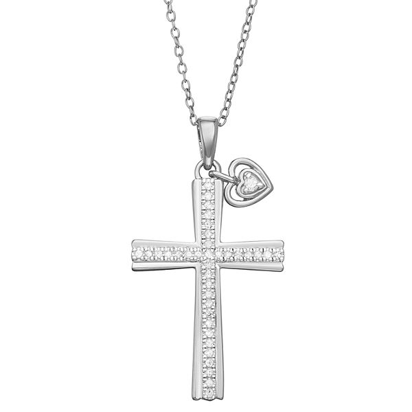 Gold Over Sterling Silver Diamond Accent Cross Pendant Necklace