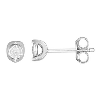 Sterling Silver 1/10 Carat T.W. Diamond Bezel Stud Earrings