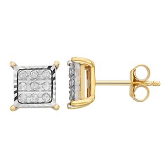 Sterling Silver 1/6 Carat T.W. Diamond Square Stud Earrings