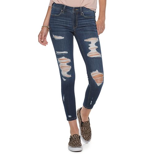 Juniors' Mudd Low-Rise Destructed Ankle Jeggings