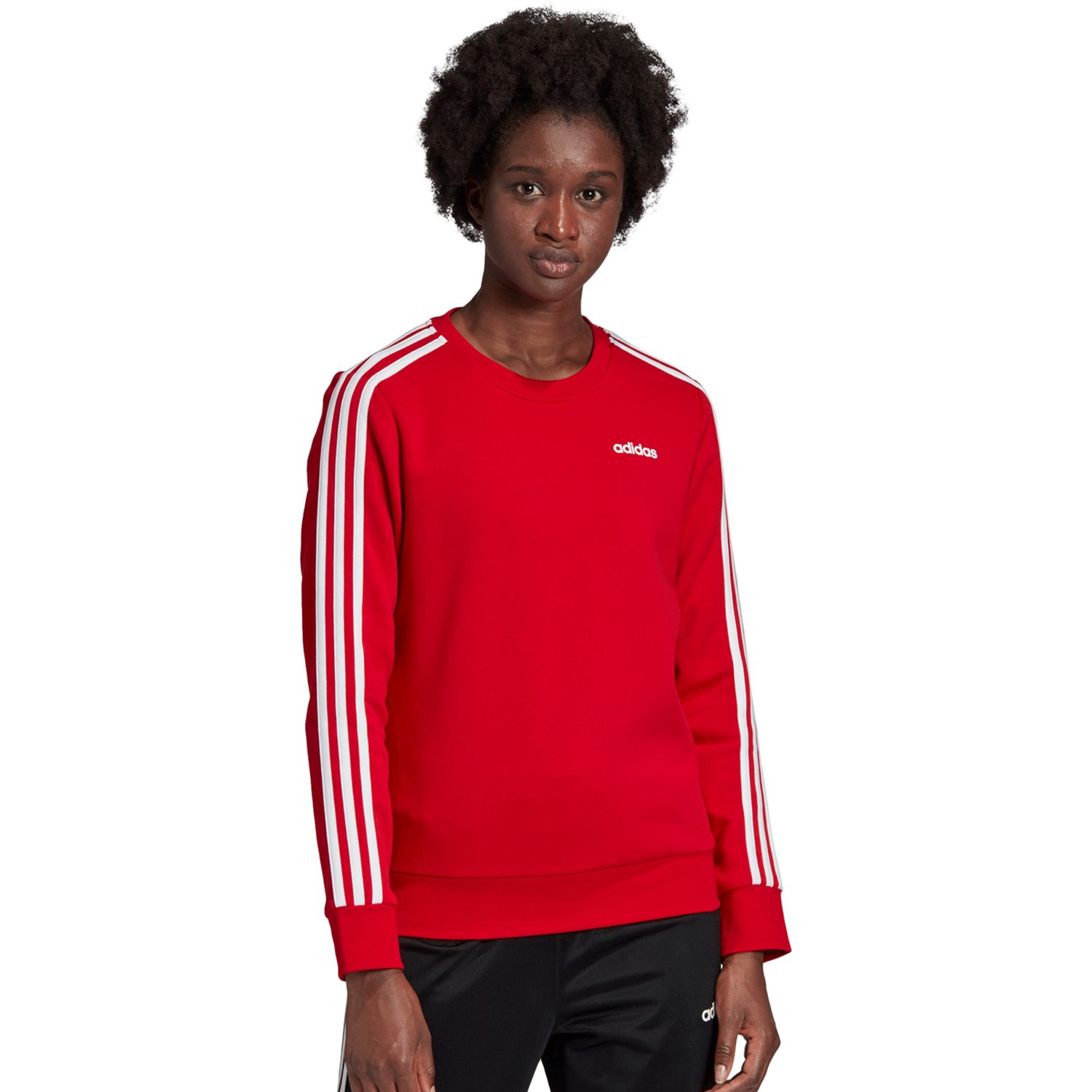 women's adidas 3 stripe fleece crewneck sweatshirt