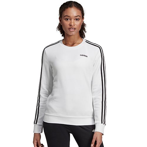 Download Women's adidas 3 Stripe Fleece Crewneck Sweatshirt
