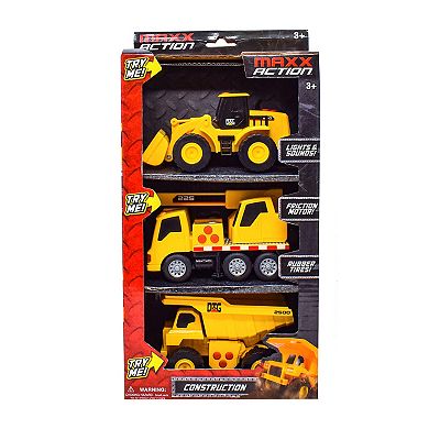 Maxx Action Dig Mini Construction Vehicles 3-Pack