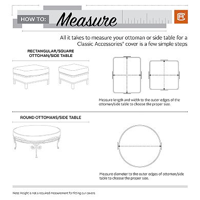 Classic Accessories Ravenna Round Patio Ottoman Cover - Outdoor