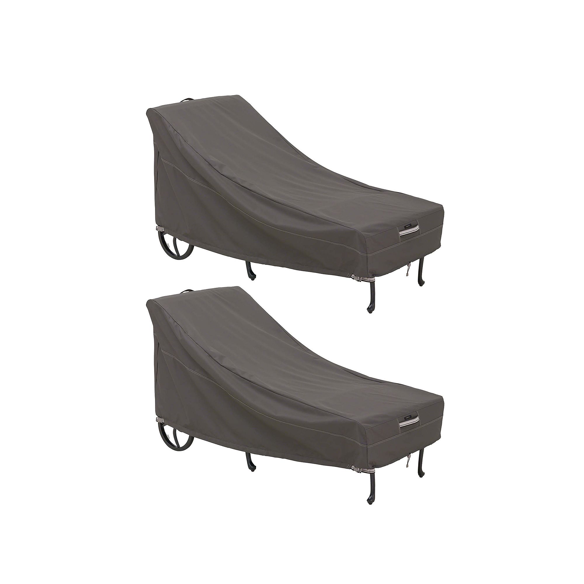Classic Accessories Ravenna 2-Piece Patio Chaise Lounge Cover Set, Dark Tau