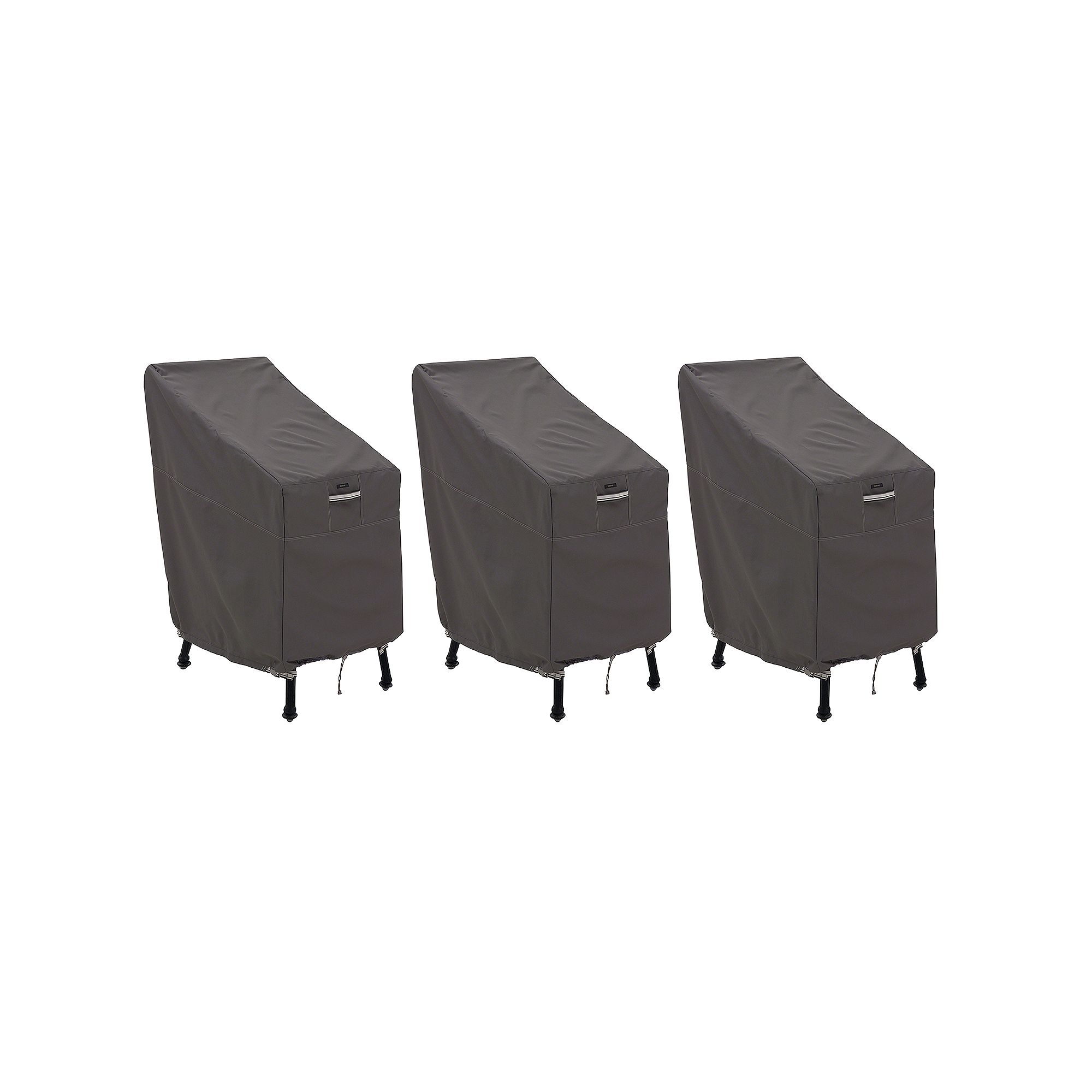 Classic Accessories Ravenna 3-Piece Patio Bar Chair Cover Set, Dark Taupe B