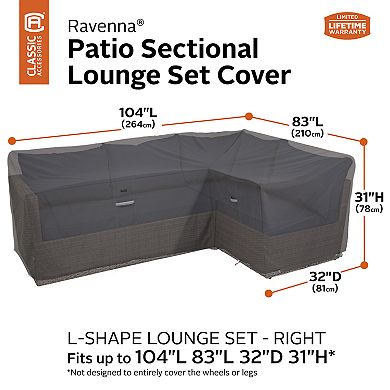 Classic Accessories Ravenna Patio Right Facing L-Shape Sectional Lounge Cover