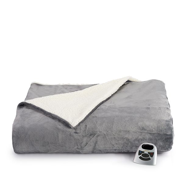 Biddeford Electric Heated Velour Sherpa Blanket