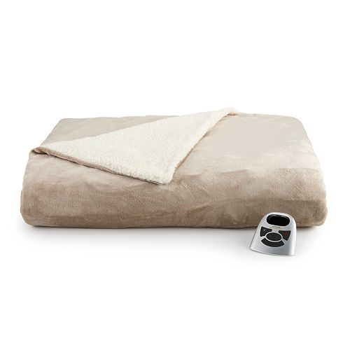 Biddeford Electric Heated Velour Sherpa Blanket