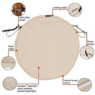Classic Accessories Montlake FadeSafe Round Patio Dining Seat Cushion Slip Cover