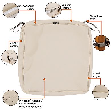 Classic Accessories Montlake FadeSafe Square Patio Dining Seat Cushion Slip Cover