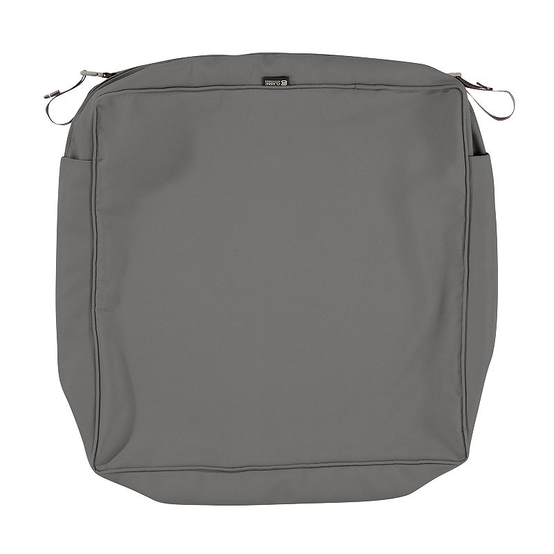 Classic Accessories Montlake FadeSafe Square Patio Lounge Seat Cushion Slip Cover, Light Grey Gray