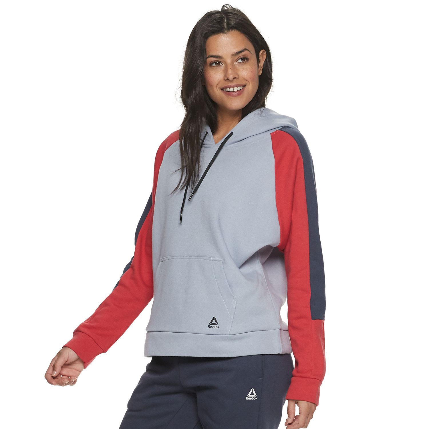 reebok women's core cotton jersey zip front hoodie