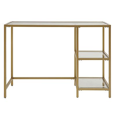 Carolina Living Marcello Glass Gold Top Desk with Shelves