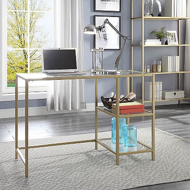 Carolina Living Marcello Glass Gold Top Desk with Shelves