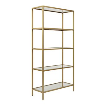 Carolina Living Marcello Glass Gold Shelves Bookcase