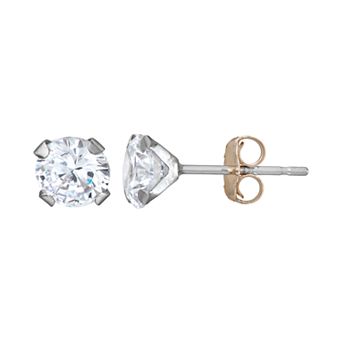Taylor Grace 10k White Gold 5 mm Cubic Zirconia Stud Earrings
