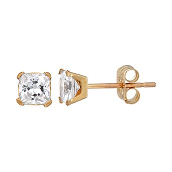 Taylor Grace 10k Gold 4 mm Square Cubic Zirconia Stud Earrings