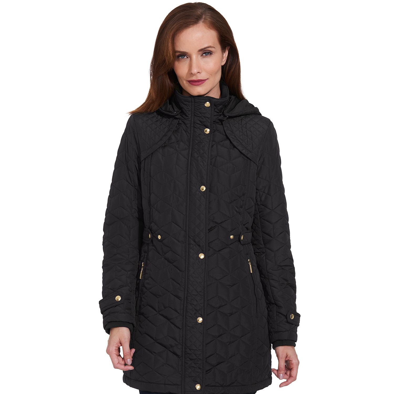 weatherproof quilted hooded walker coat