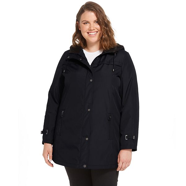 Plus Size Weathercast Hooded Bonded A-Line Jacket